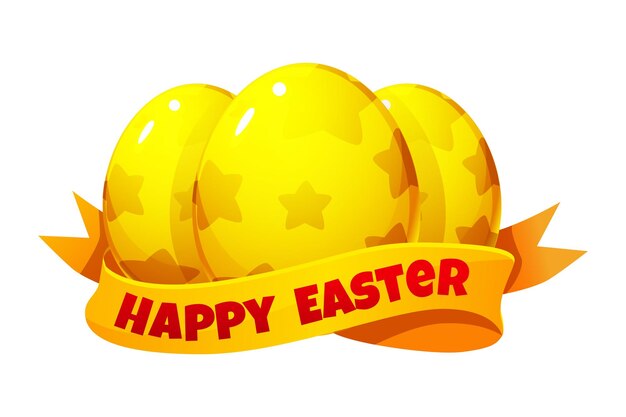 Huevos de Pascua dorados con cinta para sus tarjetas de felicitación calendarios pegatinas o iconos Feliz día de Pascua