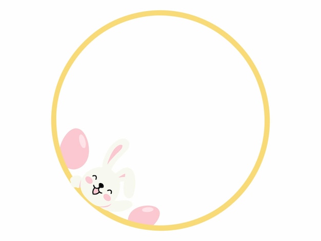 Huevos de Pascua enmarcados y conejo de fondo