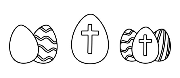 Vector huevos de pascua en estilo doodle