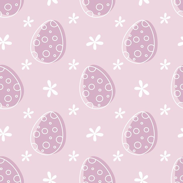 Huevos de Pascua y flores vacaciones patrón sin costuras sobre fondo rosa