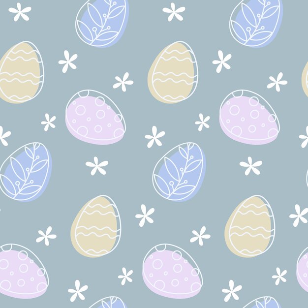 Huevos de Pascua y flores vacaciones patrón sin costuras sobre fondo verde pastel