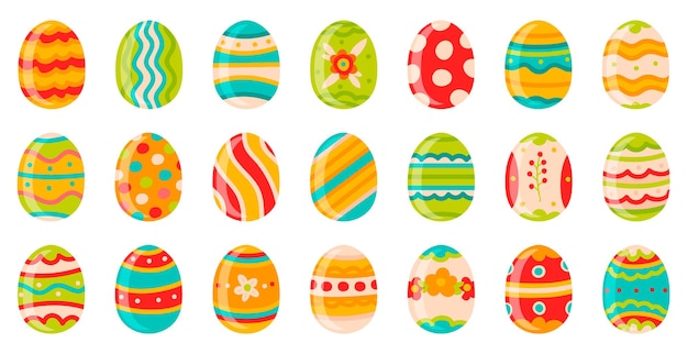 Huevos de Pascua. Huevos de chocolate decorativos de primavera lindo, felices pascuas doodle símbolos ornamentales