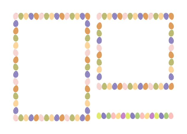 Vector huevos de pascua marcos con espacio para el texto pancartas con huevos decorados sobre fondo blanco