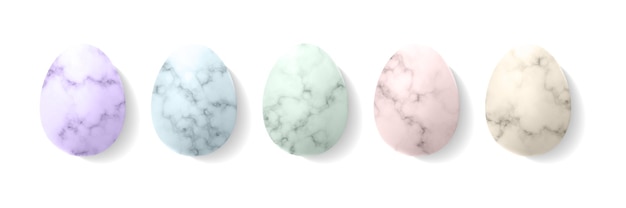 Huevos de Pascua de mármol en plantilla de colores pastel.