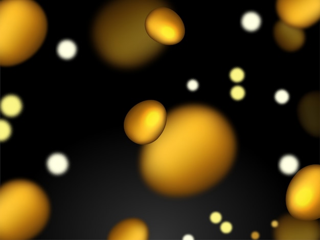 Huevos de Pascua de oro adornados en fondo del bokeh.