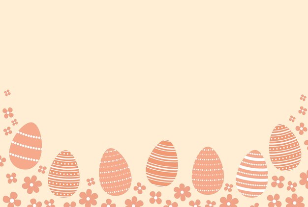 Huevos de Pascua pastel y flores de fondo para tarjetas de felicitación Ilustración vectorial