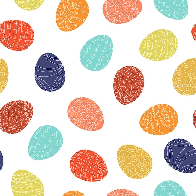 Huevos de Pascua de patrones sin fisuras Fondo colorido Ilustración dibujada a mano