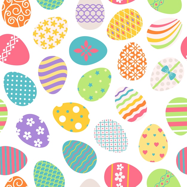 Huevos de Pascua de patrones sin fisuras. Vector de color ostern con motivos florales