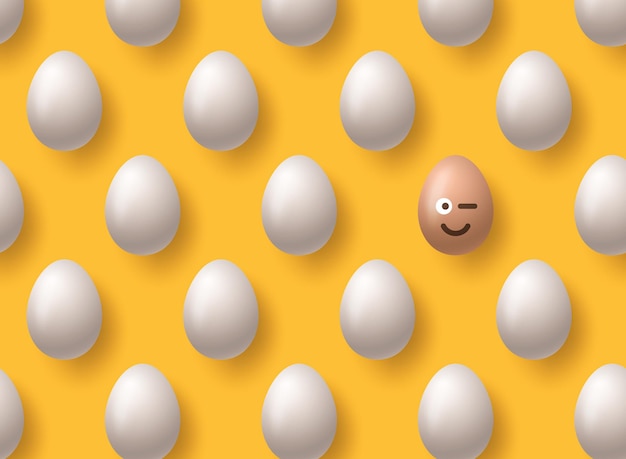 Vector huevos de pascua realistas marrones emoji sonrisa en amarillo