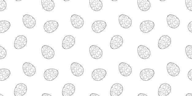 Huevos de Pascua tradicionales de contorno negro dibujo sin costuras patrón aislado sobre fondo blanco ilustración de contorno monocromática simple dibujada a mano perfecta para papel tapiz o tela
