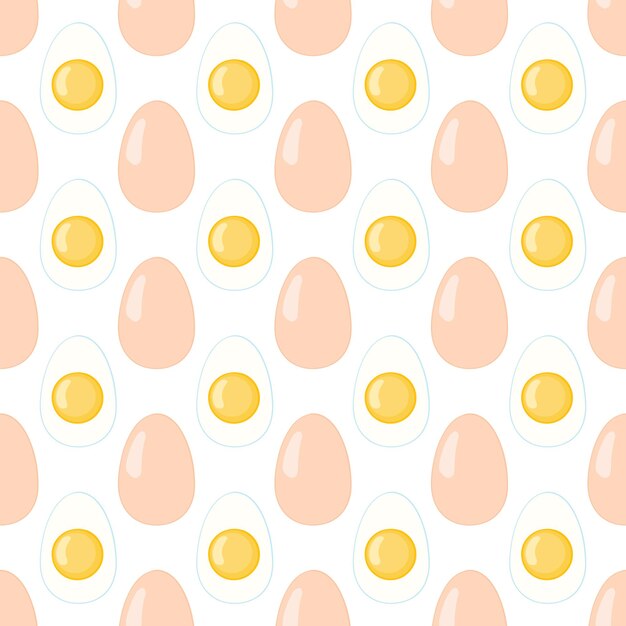 huevos rotos de patrones sin fisuras. huevos revueltos con un patrón sin costuras