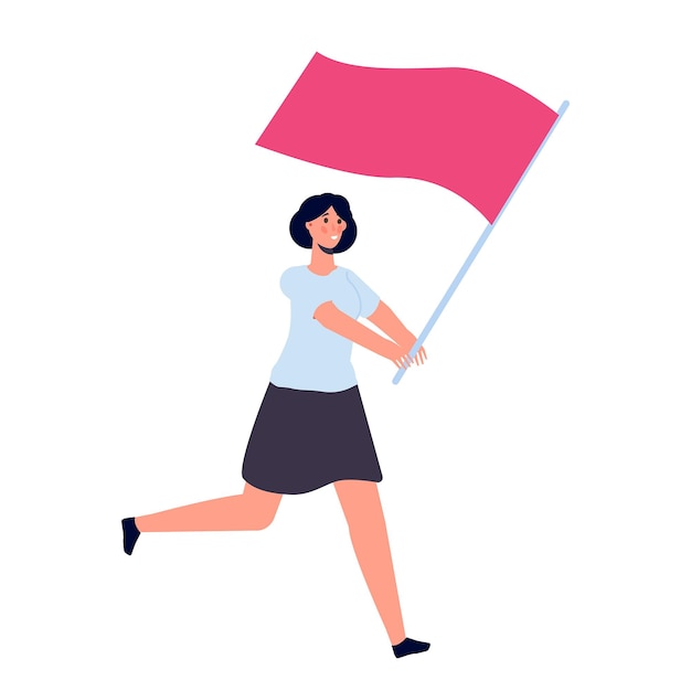 Humano corriendo con una bandera. Ilustración vectorial