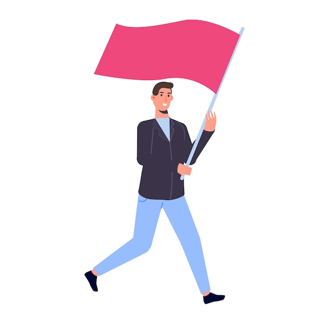 Vector humano corriendo con una bandera. ilustración vectorial