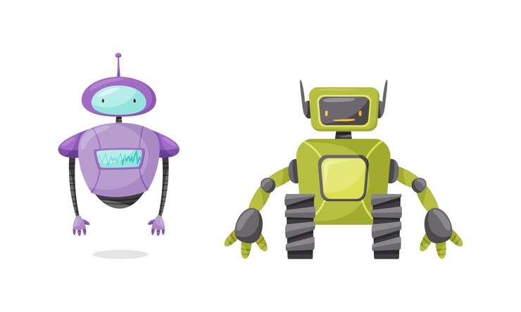 Vector humanoide o robot lindo con antena como conjunto vectorial de inteligencia artificial