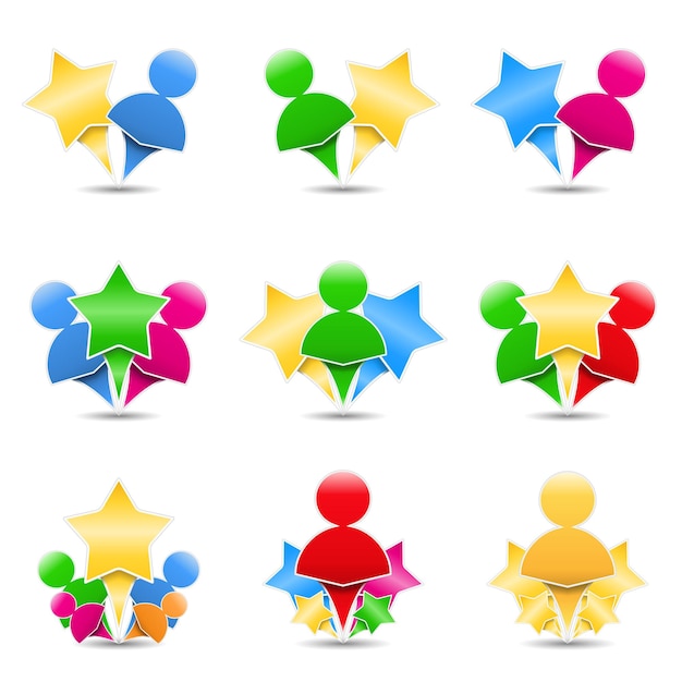 Humanos con iconos de estrellas