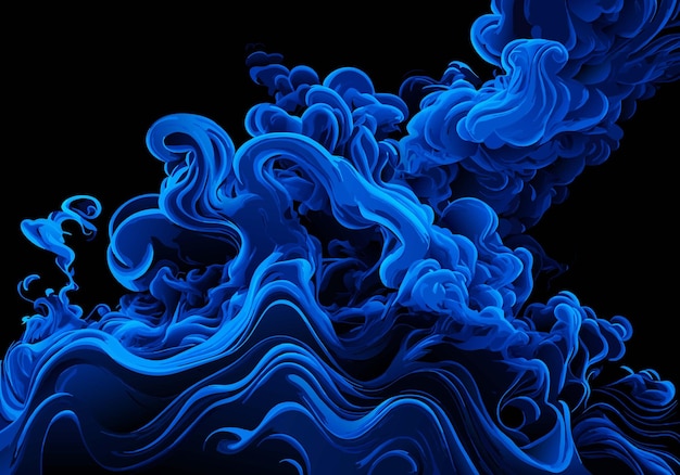 Vector humo azul sobre fondo negro