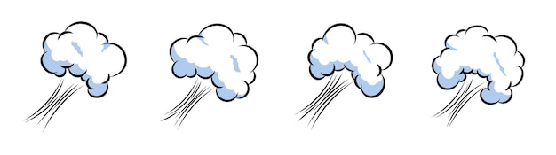 Humo de estilo cómico para efecto de velocidad o dibujos animados de efecto pedo