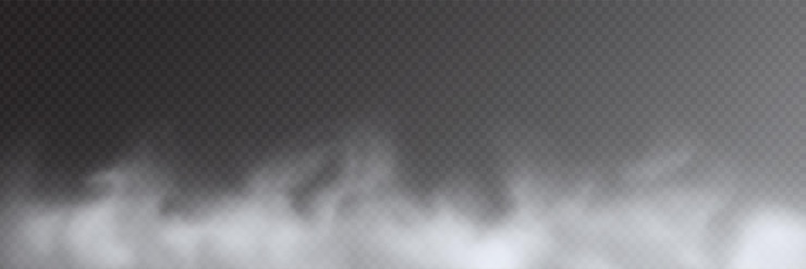 Vector el humo de la niebla en el fondo transparente vista panorámica