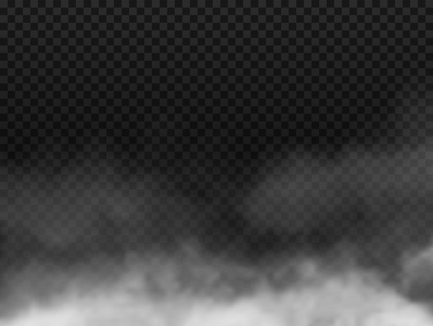 Humo o niebla aislados en un fondo transparente Vector blanco efecto realista vapor o niebla