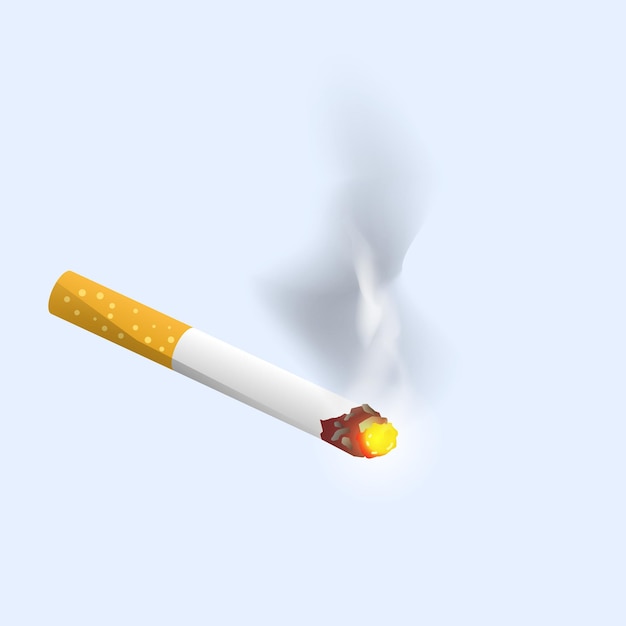 Humo oscuro de cigarrillo vectorial sobre fondo blanco