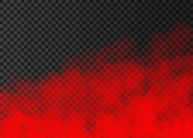 Humo rojo aislado sobre fondo transparente Efecto especial de vapor