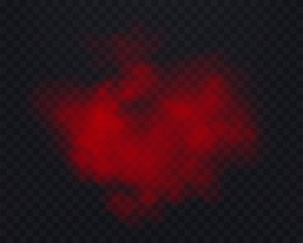 El humo rojo realista o la neblina en un fondo transparente El vapor de la niebla mágica Ilustración vectorial