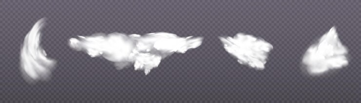 Vector humo translúcido aislado sobre un fondo transparente
