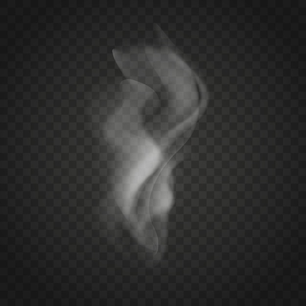 Humo transparente aislado sobre fondo oscuro