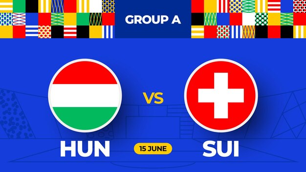 Hungría vs Suiza fútbol 2024 partido contra 2024 partido de campeonato de la fase de grupos contra equipos intro fondo deportivo competición de campeonato