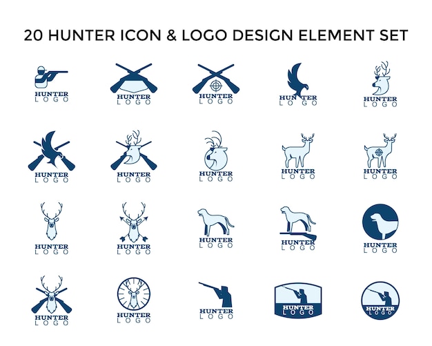 Hunter Icon Logo Design Set