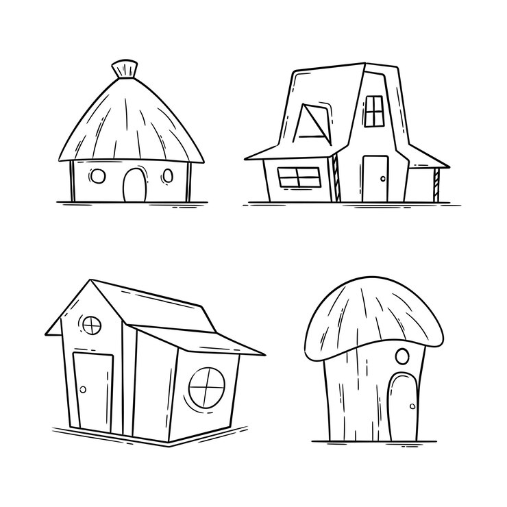 Huts doodle art