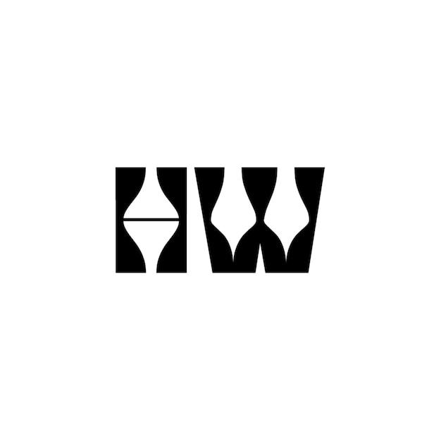 HW monograma diseño del logotipo letra texto nombre símbolo monocromático logotipo alfabeto carácter logotipo simple