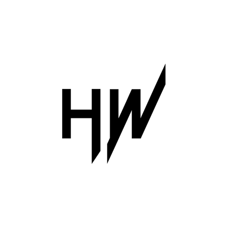 Vector hw monograma diseño del logotipo letra texto nombre símbolo monocromático logotipo alfabeto carácter logotipo simple