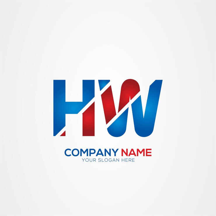 Vector hw o wh creative modern letters diseño del logotipo elemento rojo y azul