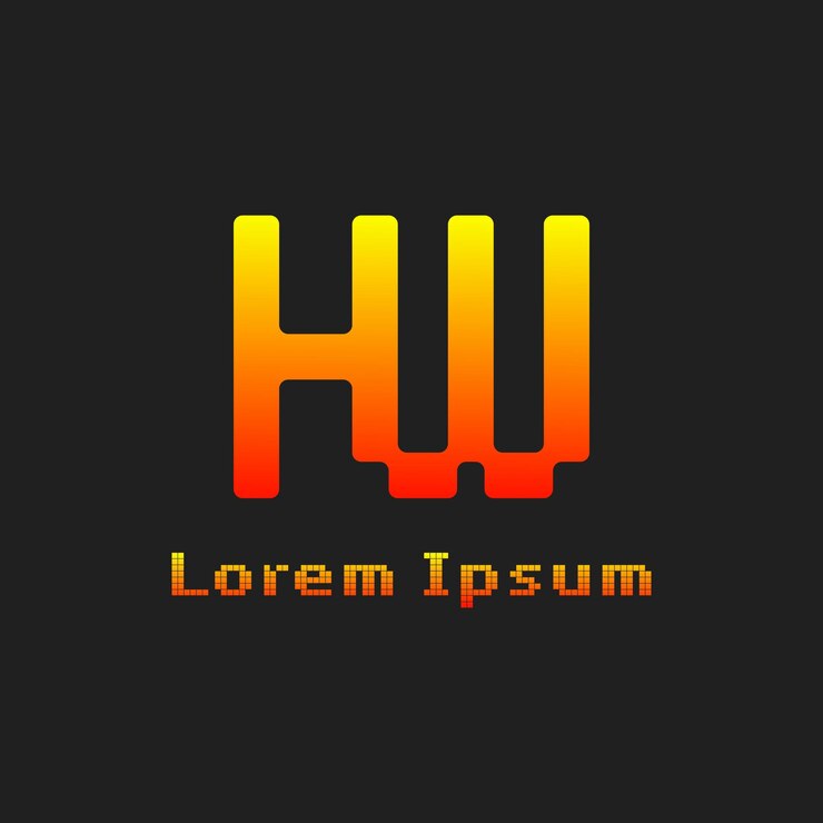 Vector hw pixel monogram letters logotipo adecuado para cualquier negocio con las iniciales hw o wh