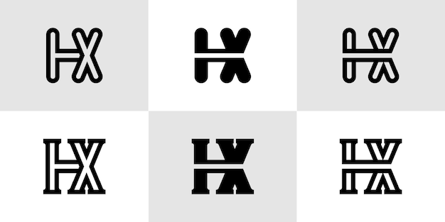 HX Monogram Letters Logo Set adecuado para negocios con las iniciales HX o XH