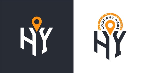 HY Ubicación Logo Bundle Carta HY Logo Iconos de doble vector para el reclutamiento y la navegación