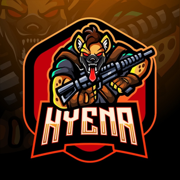 Hyena shooter esport logo diseño de mascota