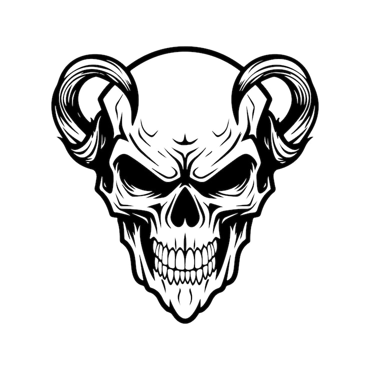 Vector hype bestia cráneo vintage logo línea arte concepto blanco y negro color dibujado a mano ilustración