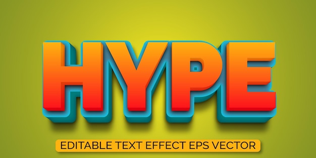 Hype gradiente de color editable efecto de texto en 3D vector de estilo eps en 3D