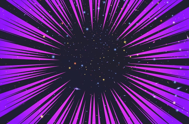 Hyper Speed Warp Sun Rays o Explosion Boom para cómics Vector de fondo radial