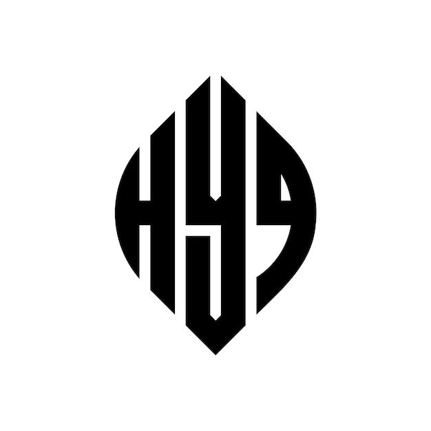 HYQ diseño de logotipo de letras circulares con forma de círculo y elipse HYQ letras elípticas con estilo tipográfico Las tres iniciales forman un logotipo de círculo HYQ círculo emblema monograma abstracto letra marca vector