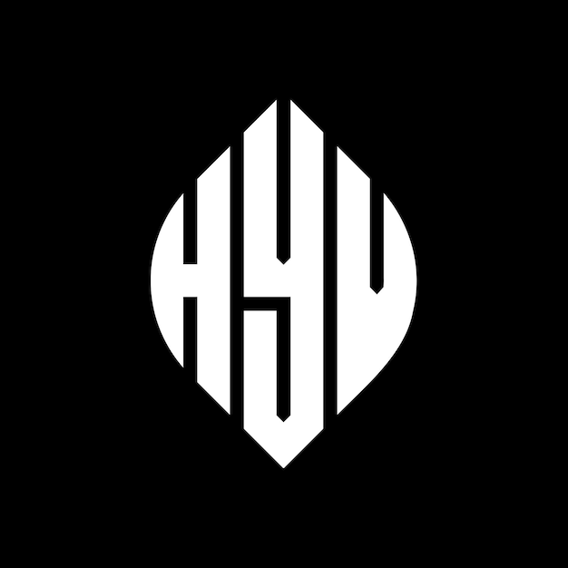 HYV diseño de logotipo de letras circulares con forma de círculo y elipse HYV letras elípticas con estilo tipográfico Las tres iniciales forman un logotipo de círculo HYV círculo emblema monograma abstracto letra marca vector