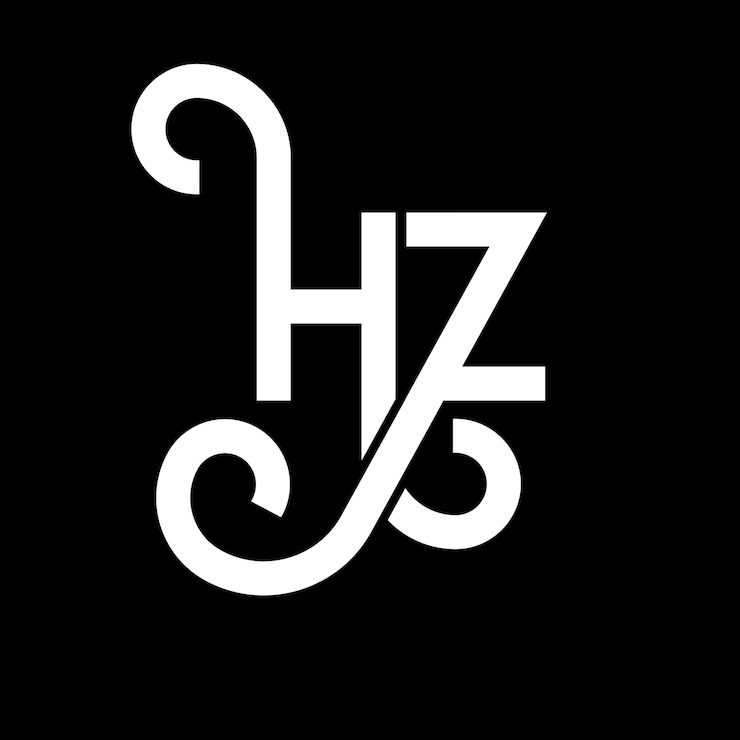 Vector hz diseño de letra de logotipo en fondo negro hz iniciales creativas concepto de logotipo de letra h z diseño de letra hz diseño en letra blanca en fondo negro logotipo h z h z