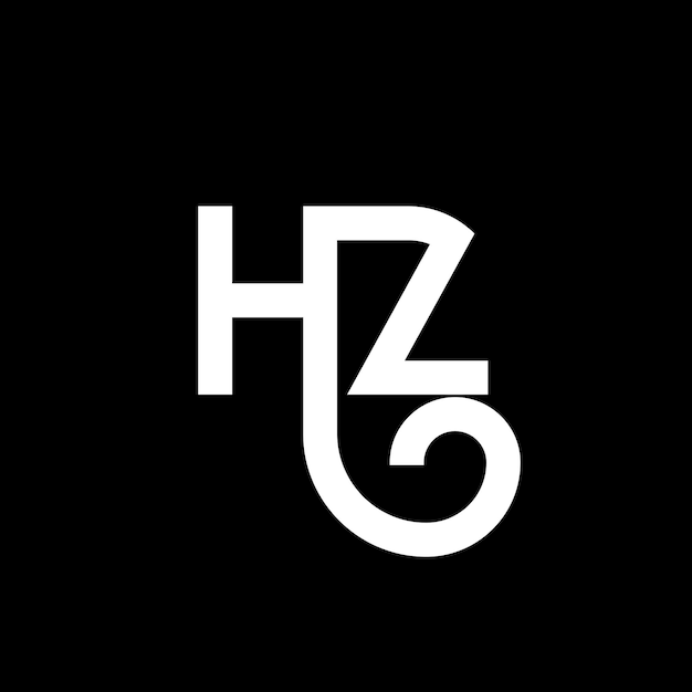 Vector hz diseño de letra de logotipo en fondo negro hz iniciales creativas concepto de logotipo de letra h z diseño de letra hz diseño en letra blanca en fondo negro logotipo h z h z