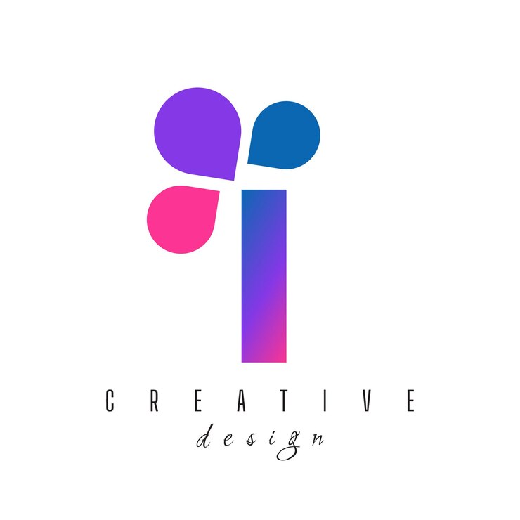 Vector i y burbuja puntos logotipo con burbujas púrpuras rosas ilustración vectorial