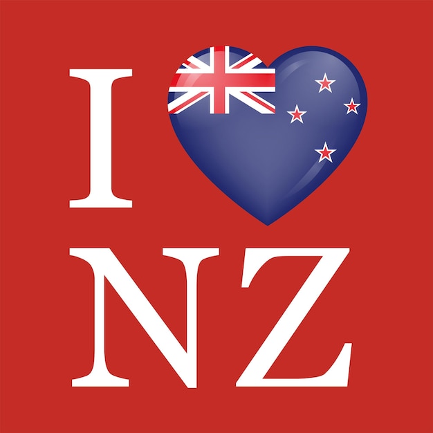 Vector i heart love nz flag nueva zelanda