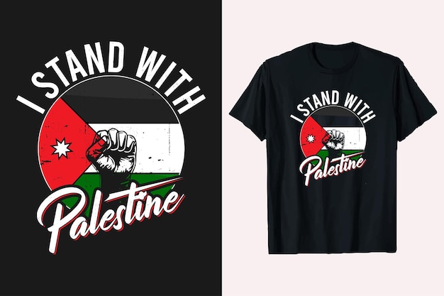 I Stand With Palestine Camiseta Diseño de la bandera palestina con el logotipo del vector de la mano estilo camiseta gráfica