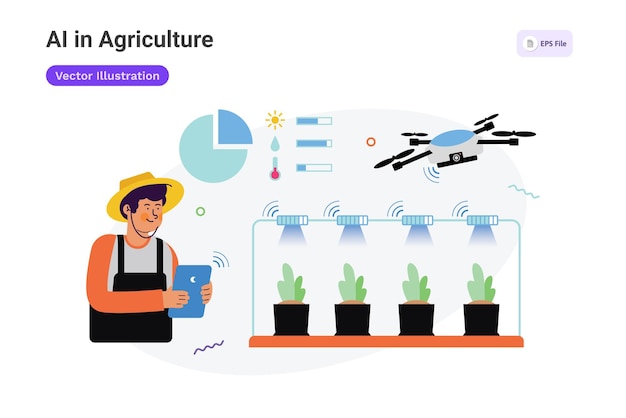 Vector ia en la agricultura ilustración