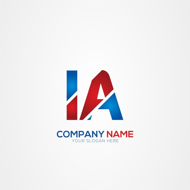 IA o AI Creative Modern Letters Diseño del logotipo Elemento rojo y azul